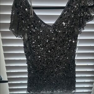 Adrianna Papell Metallic Sequin Top